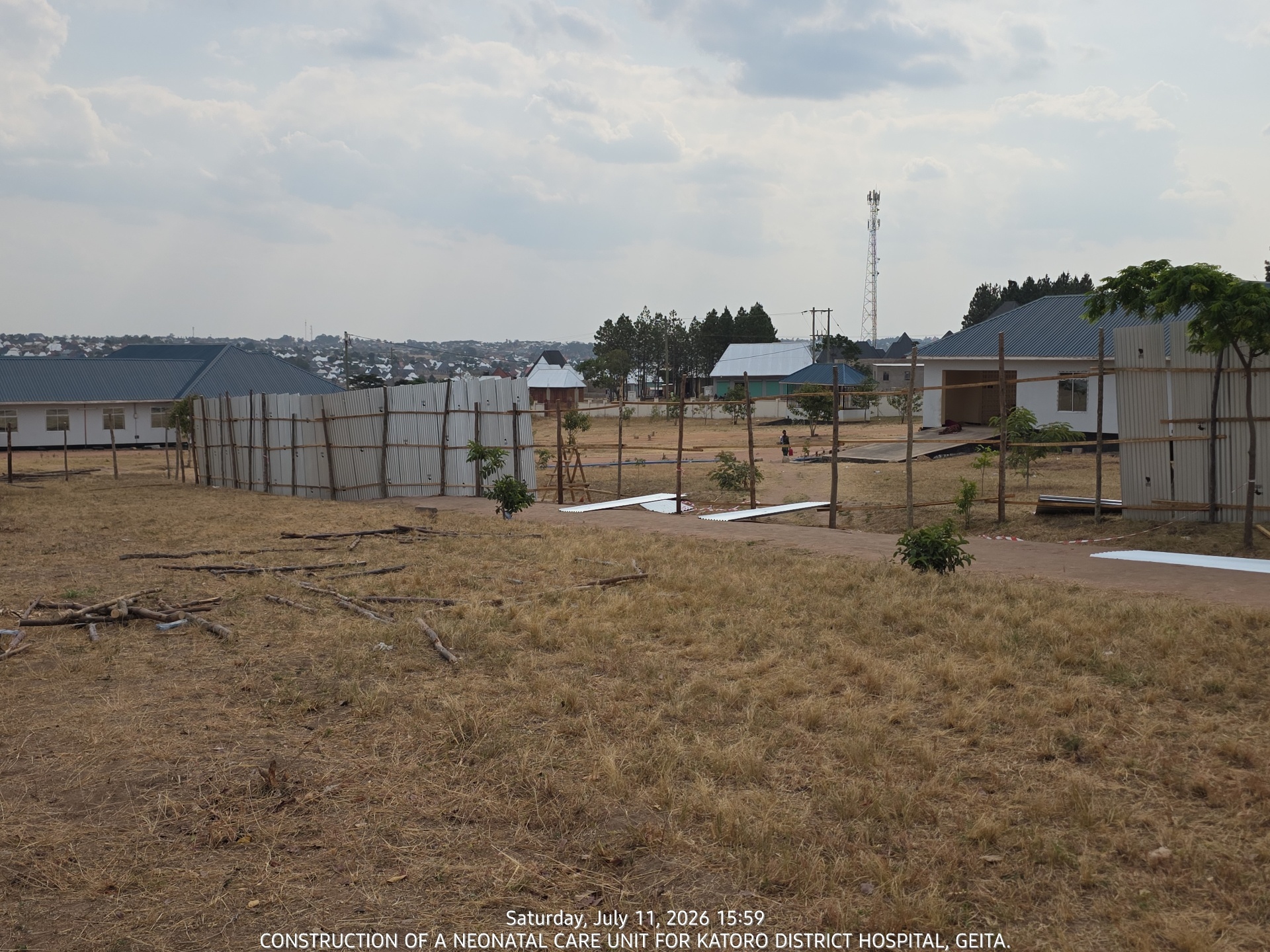 Site hoarding and access road at the Katoro District Hospital compound
